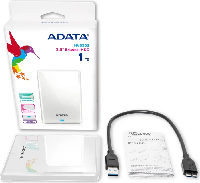 ADATA HV620S, weiß, 1TB, USB 3.0 Micro-B
