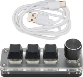 3-Key 1x Knob Mechanical Macro RGB Keypad, USB-A