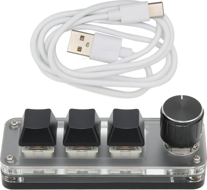 3-Key 1x Knob Mechanical Macro RGB Keypad, USB-A
