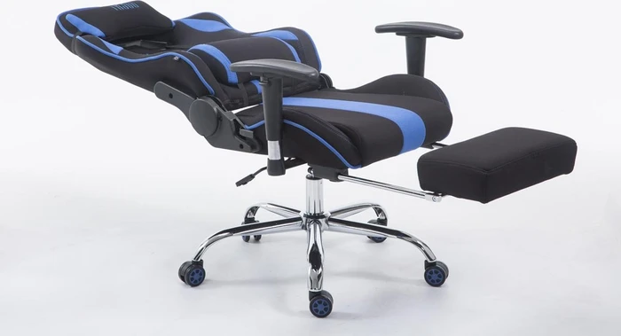 CLP Racing Limit Stoff Gamingstuhl mit Fußstütze, schwarz/blau