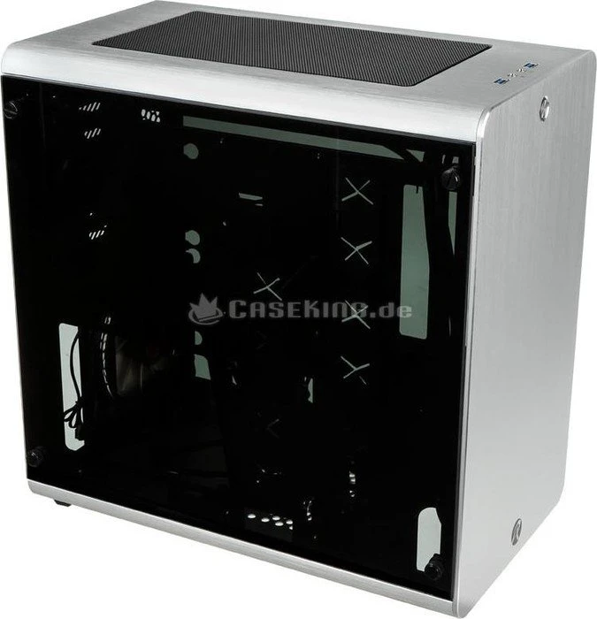 Raijintek Thetis, silber, Glasfenster