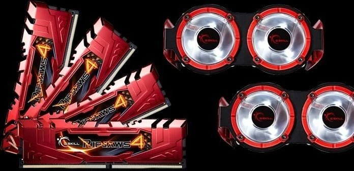 G.Skill RipJaws 4 rot + Turbulence III UDIMM 16GB Kit, DDR4-3300, CL16-18-18-38