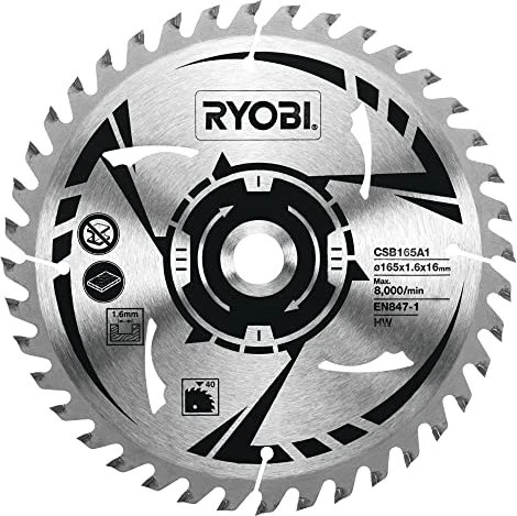 Ryobi CSB165A1 HM Kreissägeblatt 40Z, 165x1.6x16mm, 1 Stück