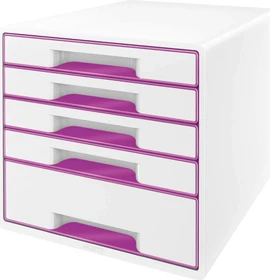 Leitz Wow Cube Schubladenbox, 5 Schubladen, weiß/violett
