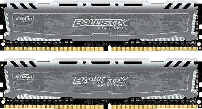 Crucial Ballistix Sport LT grau UDIMM 16GB Kit, DDR4-2666, CL16-18-18, 2RX8