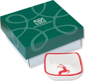 Gmundner Keramik Rubinroter Hirsch Schälchen quadratisch im Geschenkkarton 9x9cm