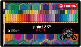 STABILO point 88 ARTY sortiert, 66er-Set, Metalletui