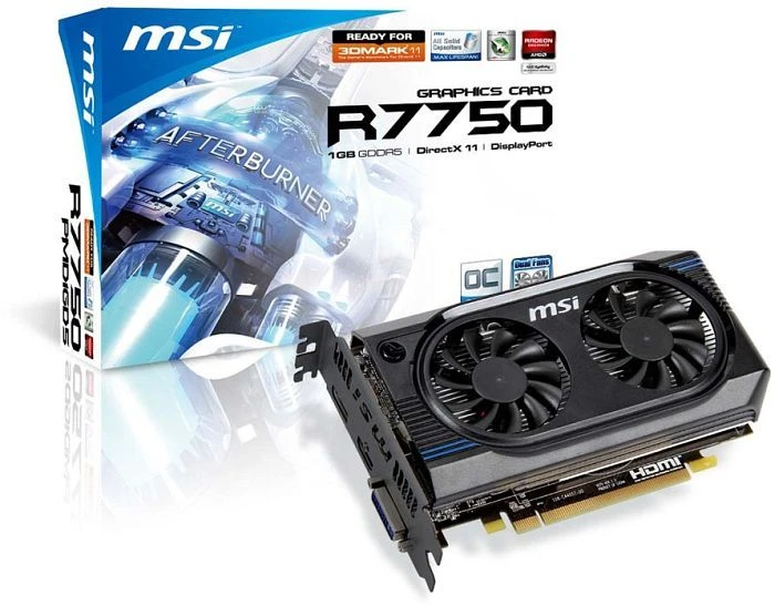 MSI Radeon HD 7750, R7750-PMD1GD5/OC, 1GB GDDR5, DVI, HDMI, DP