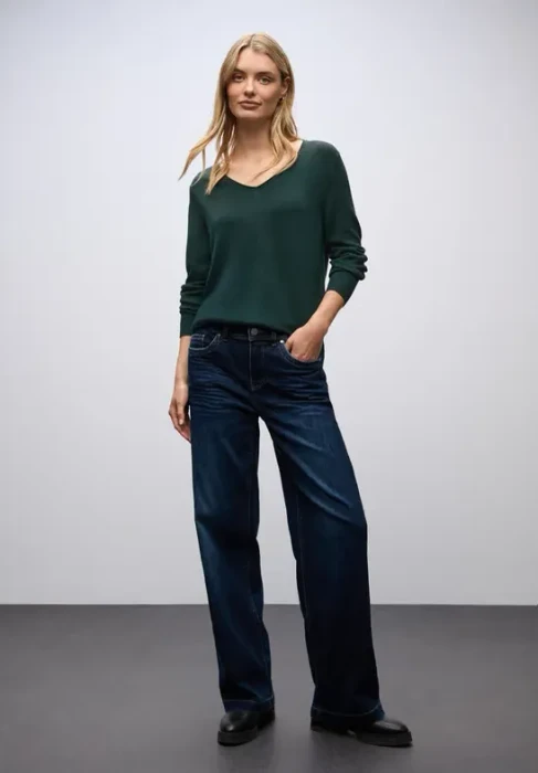 Street One V-Neck Pullover deep teal green (Damen)