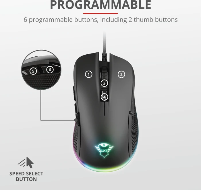 Trust Gaming GXT 922 YBAR RGB Gaming Mouse schwarz, USB
