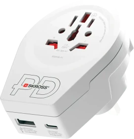 Skross World to UK USB AC20PD, 1x USB-A, 1x USB-C