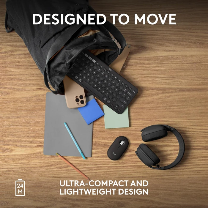 Logitech M350s Pebble Mouse 2 schwarz, Logi Bolt, USB/Bluetooth