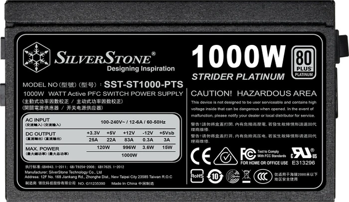 SilverStone Strider Platinum PTS Series 1000W, ATX 2.4