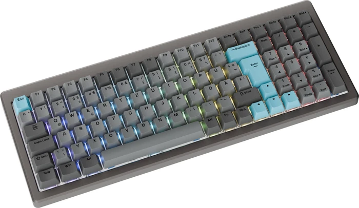 Ducky Cushion 98, Nickel, Shush Silent Green Tactile, USB/Bluetooth, DE
