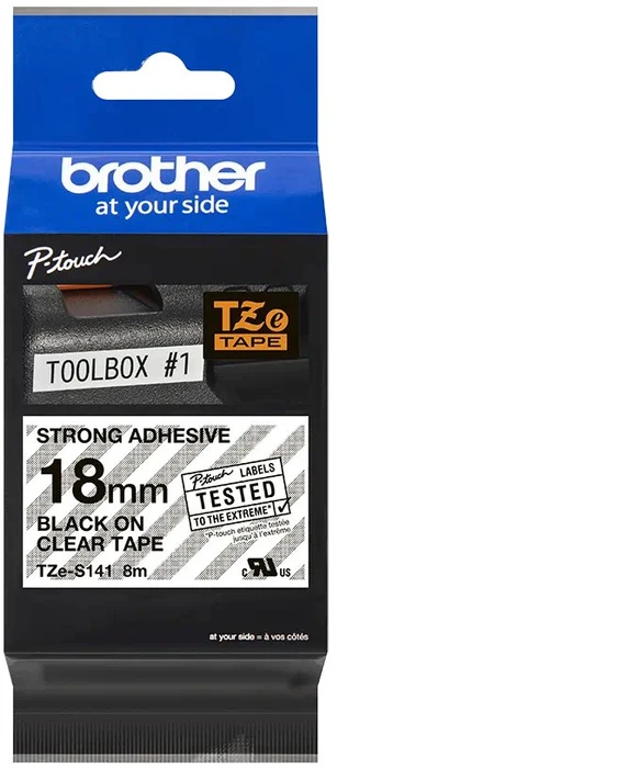 Brother TZe-S141 Beschriftungsband, 18mm, schwarz/transparent