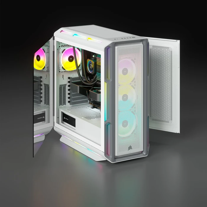 Corsair iCue 5000T RGB TG, weiß, Glasfenster