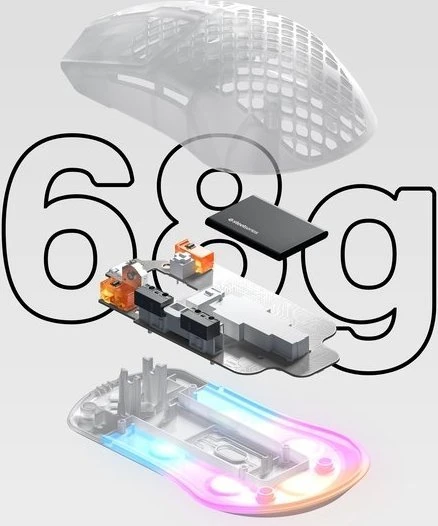 SteelSeries Aerox 3 Wireless Ghost weiß/transparent, USB/Bluetooth