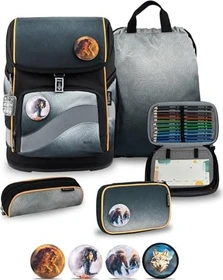 Belmil Premium Smarty Plus Black Grey Schultaschen-Set, 5-tlg.