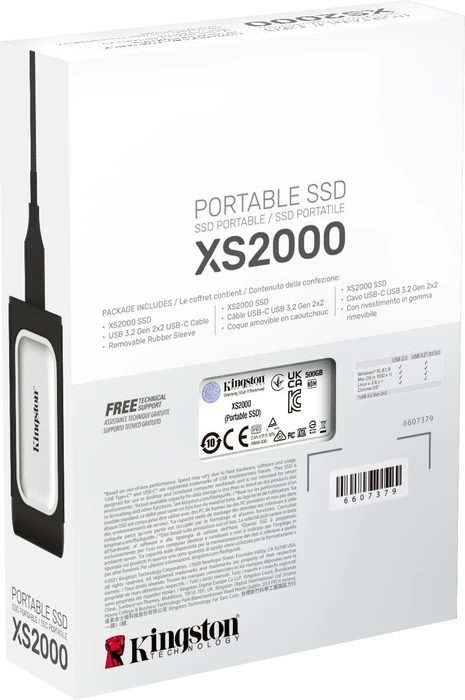 Kingston XS2000 Portable SSD, 500GB, USB-C 3.2
