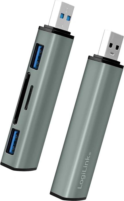 LogiLink USB 3.2 Gen 2 2-Port Hub with Card Reader, USB-A 3.1 [Stecker]