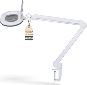 Lumeno LED Lupenleuchte 8613, 3 Dioptrien, 1.75x, mit Tischklemme weiß