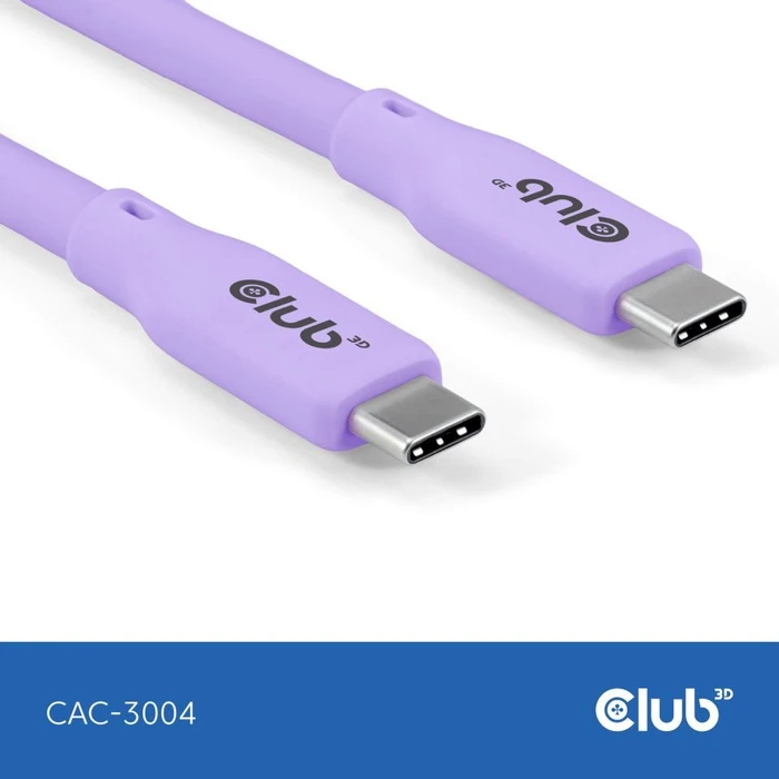 Club 3D USB4 Kabel, 20Gb/s, 240W PD EPR, USB-C Stecker auf USB-C Stecker, 2m, lila