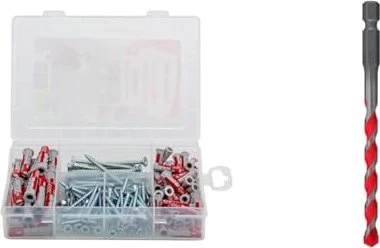 fischer Profi-Box DuoPower + Schraube Schrauben/Dübel-Sortiment inkl. Werkzeugbox, 160 Stück