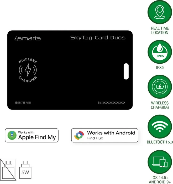 4smarts Standort-Finder SkyTag Card Duos ReCharge schwarz
