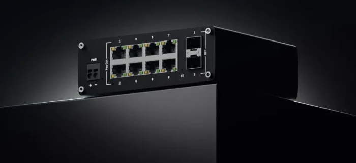 Teltonika TSW Industrial Railmount Gigabit Managed Switch, 8x RJ-45, 2x SFP, 240W PoE+, Profinet Class B