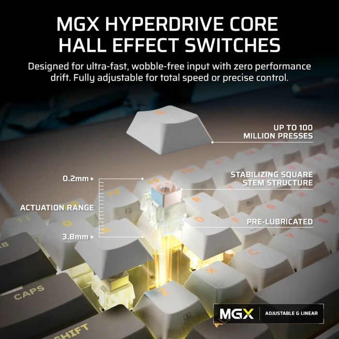 Corsair Clipper Pro Mini 60 Hall Effect, weiß, Corsair MGX Hyperdrive, USB, US