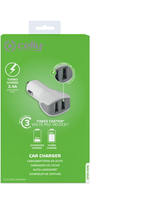 Celly Turbo Car Charger 3.4A weiß