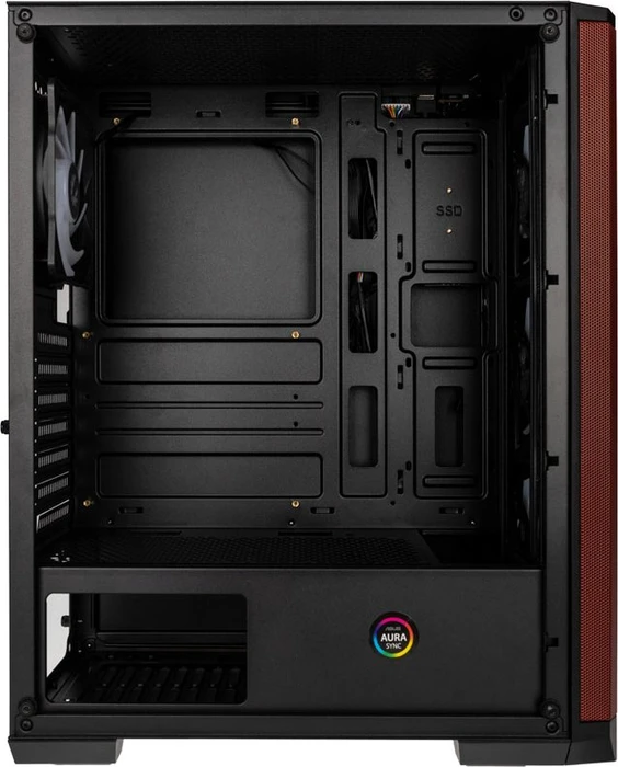 BitFenix Nova Mesh SE TG 4ARGB, schwarz/rot, inkl. 4x Lüfter, Lüfter LED RGB, Glasfenster