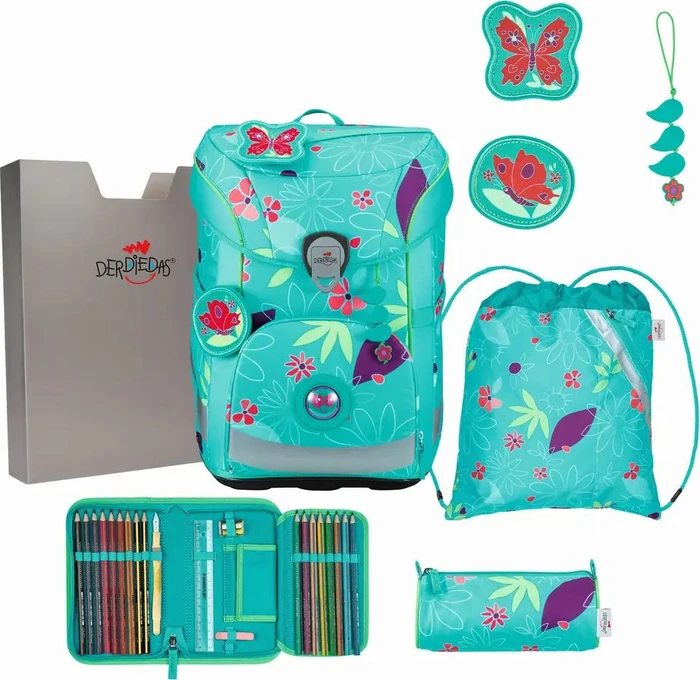DerDieDas ErgoFlex Easy Butterfly Garden Schultaschen-Set, 5-tlg.