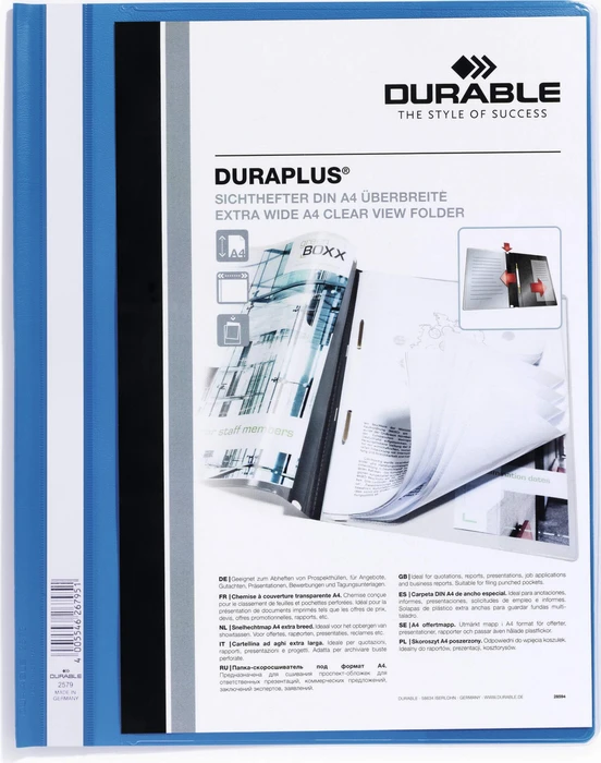Durable Duraplus Schnellhefter, A4, blau/transparent