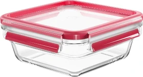 Emsa Clip&Close Glas quadratisch Aufbewahrungsbehälter 800ml rot
