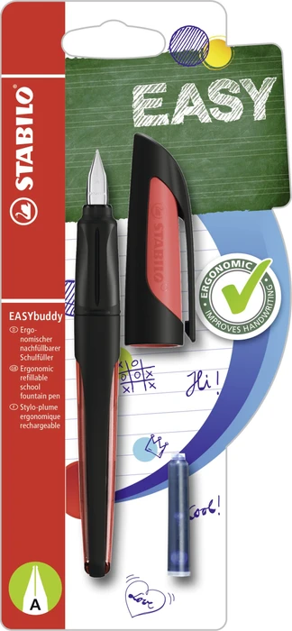 STABILO EASYbuddy schwarz/koralle, rechte Hand, mittel, Blister