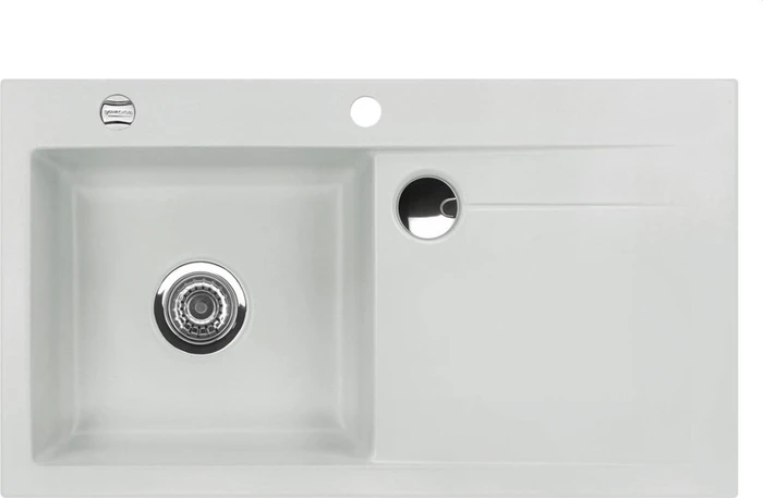 systemceram Stema 90 Einbau Becken links mit Ablauffernbedienung alu