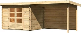 Karibu Bastrup 3 Gartenhaus inkl. Anbau 3m + Rückwand natur