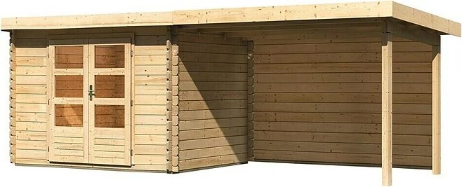 Karibu Bastrup 3 Gartenhaus inkl. Anbau 3m + Rückwand natur