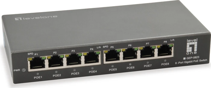 LevelOne GEP Desktop Gigabit Switch, 8x RJ-45, 120W PoE+