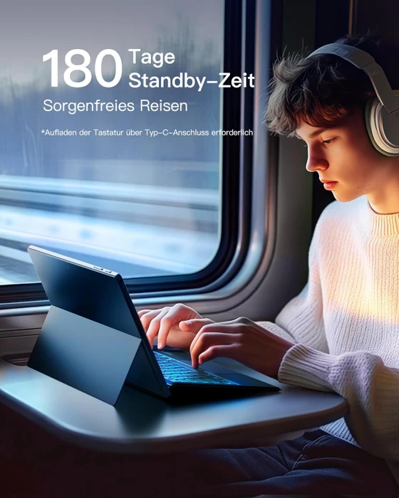 Inateck Bluetooth-Tastatur-Hülle für Surface Pro 7/7+/6/5/4, schwarz, DE