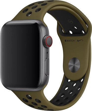 Apple Nike Sportarmband S/M und M/L für Apple Watch 44mm olivgrün/schwarz