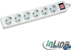 InLine Steckdosenleiste, 6-fach, mit Kindersicherung und Schalter, 3m, weiß