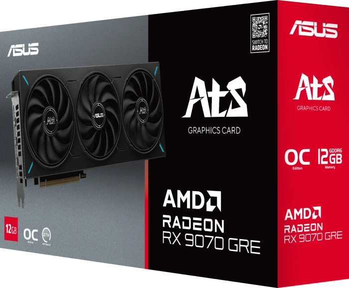 ASUS ATS Radeon RX 9070 GRE OC, ATS-RX9070GRE-O12G, 12GB GDDR6, HDMI, 3x DP