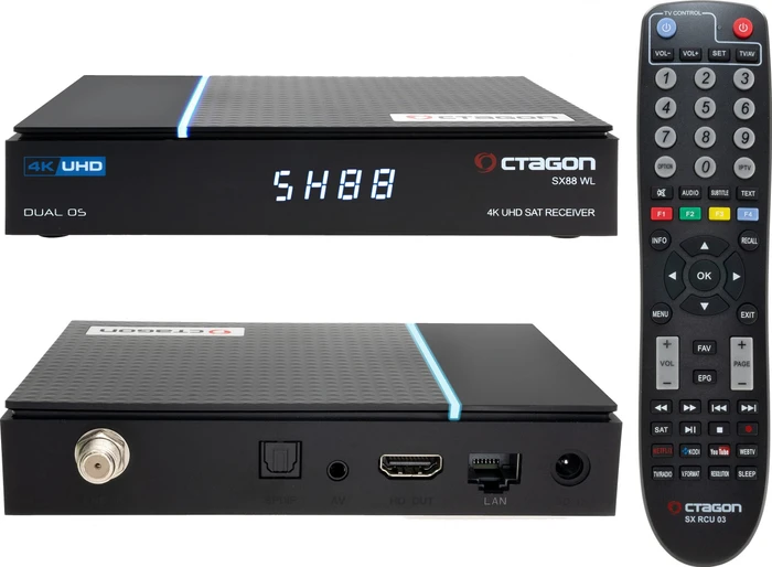 Octagon SX88 V2 4K UHD S2+IP 5G Wi-Fi 1xDVB-S2 E2 Linux Smart TV Sat Receiver