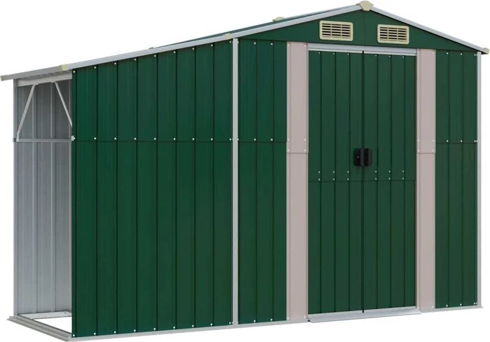 vidaXL Metall Gerätehaus 277x93cm grün