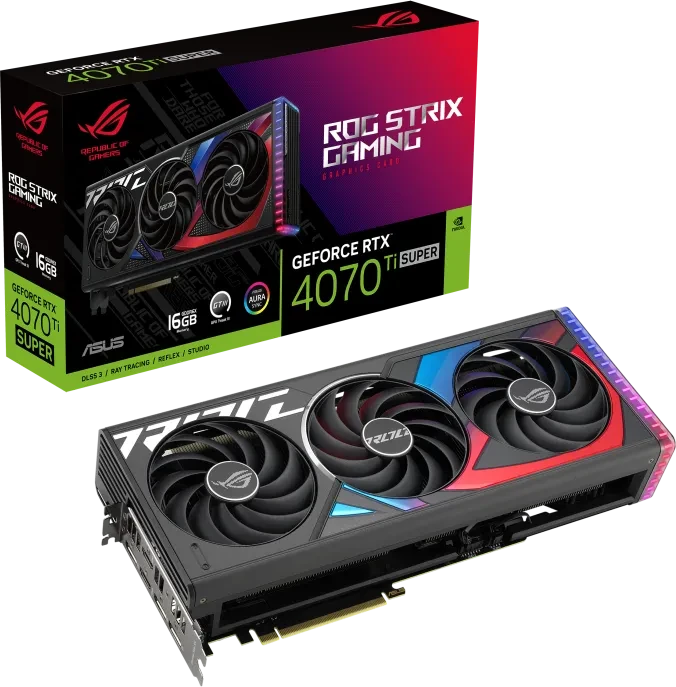 ASUS ROG Strix GeForce RTX 4070 Ti SUPER, ROG-STRIX-RTX4070TIS-16G-GAMING, 16GB GDDR6X, 2x HDMI, 3x DP