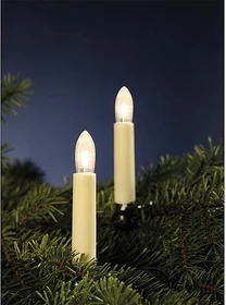 Hellum Lichterkette Riffelkerzen elfenbein LED 15x E10