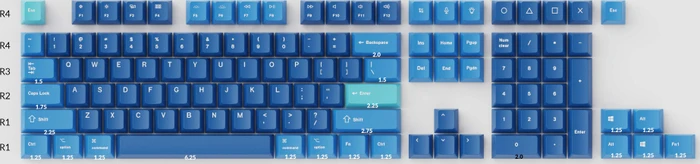 Keychron OEM Dye-Sub Keycap-Set Ocean - Version B, Kunststoff (PBT), Ocean, blau, 114 Tasten, ANSI-US