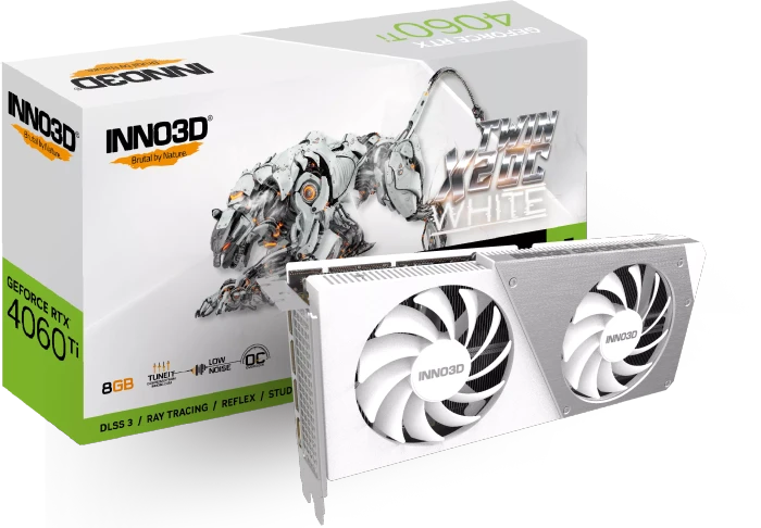 INNO3D GeForce RTX 4060 Ti Twin X2 OC White, 8GB GDDR6, HDMI, 3x DP